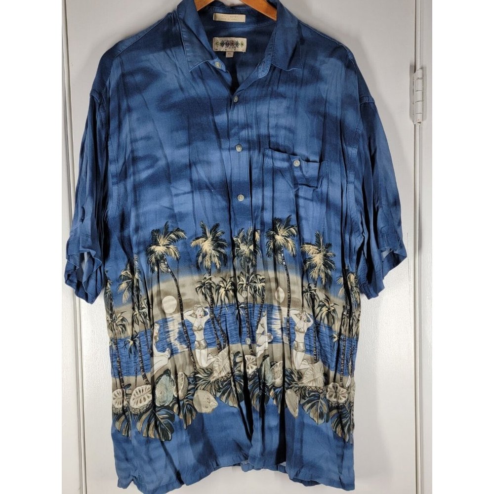 Campia  Moda Camp Hawaiian Style‎ Shirt Pin Up Girls Made in Korea Men's Size XL